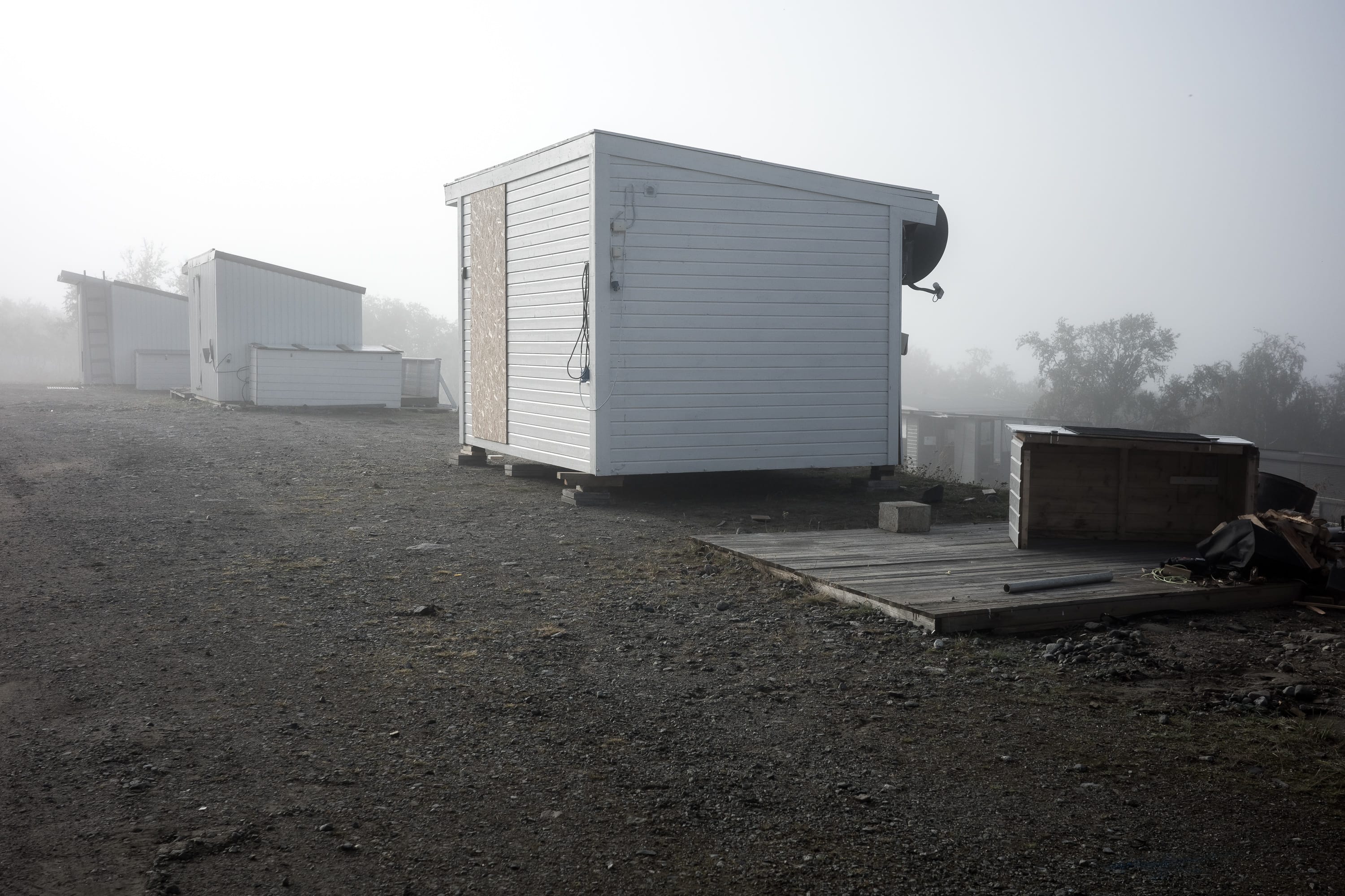 Makeshift huts at Retkeilykeskus. If the hut is infrastructure then the airlock is its interface.